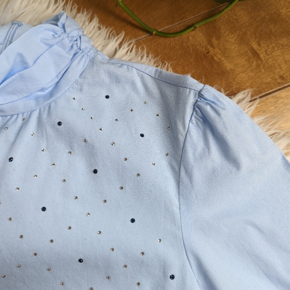 ๐ ZARA - Jeweled Mock Neck Blouse - Picture 11 of 11